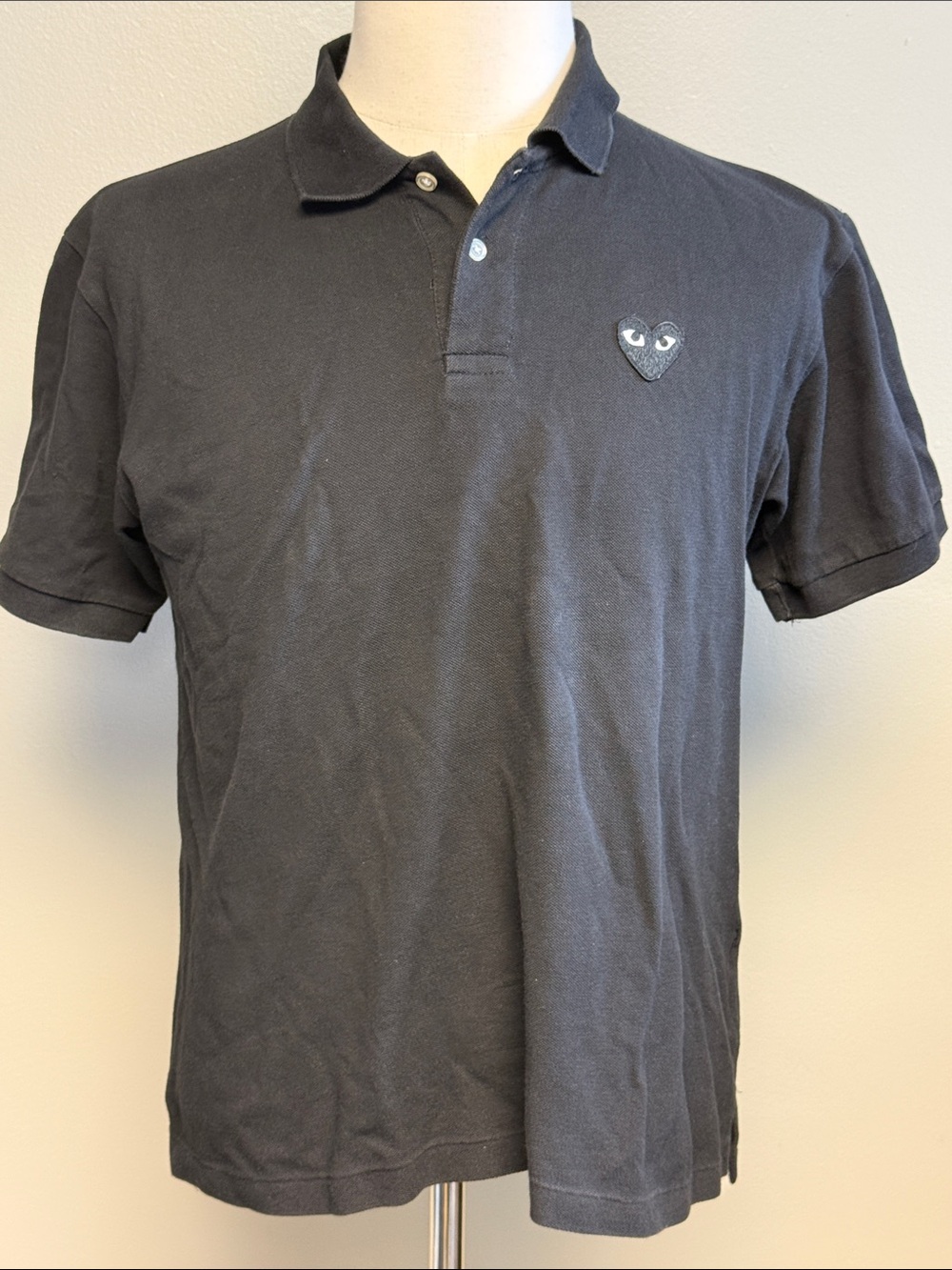 Comme des Garçons PLAY Heart Logo Polo Shirt Black XL Made in Japan